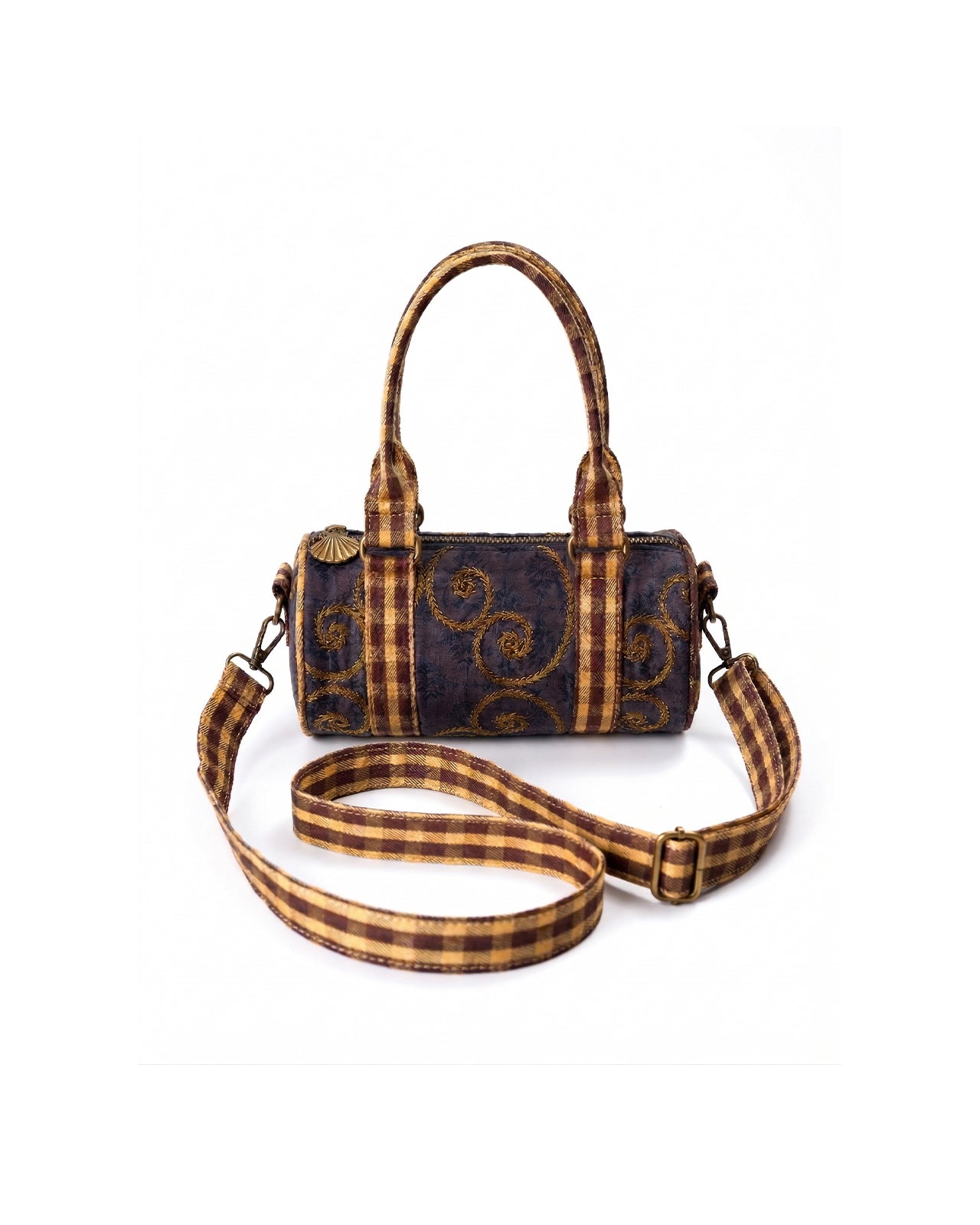 MATKEI “American Jam” Cotton-Linen Embroidered Barrel Crossbody Bag