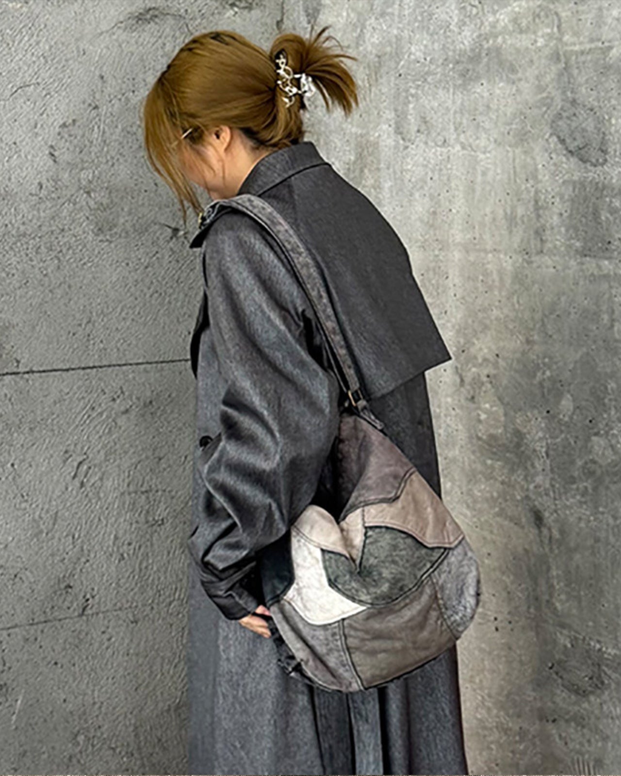 MATKEI “Vintage Brown” Patchwork Leather Shoulder Bag