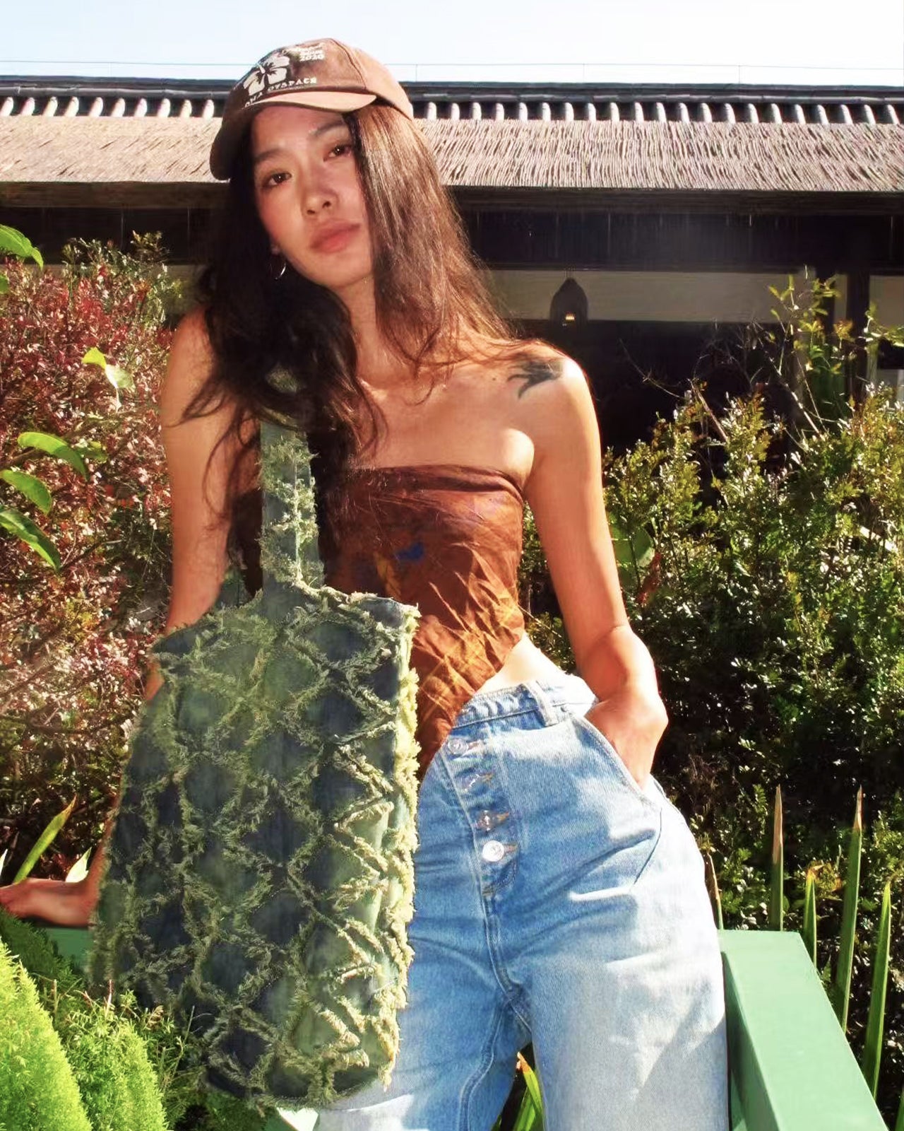 MATKEI “Matcha Green” Washed Denim Crossbody Bag