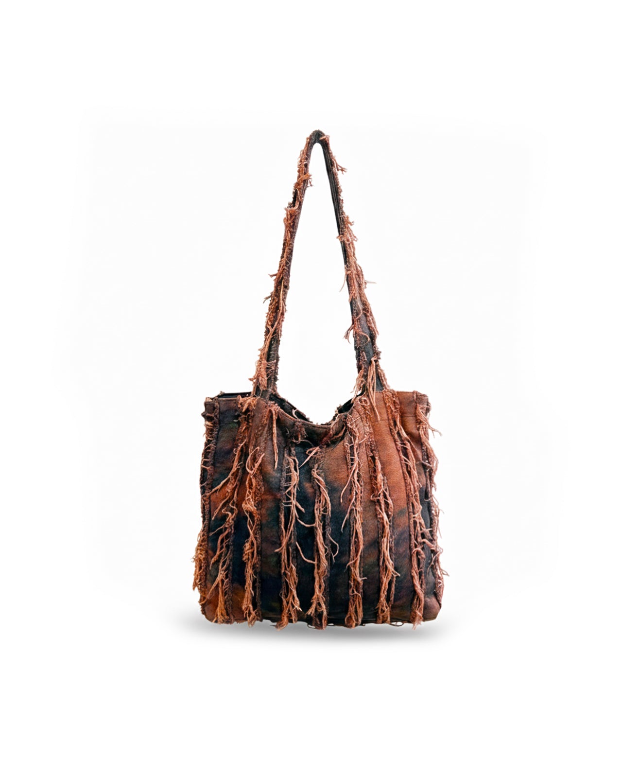 MATKEI “Crimson Flame” Washed Denim Oversized Tote