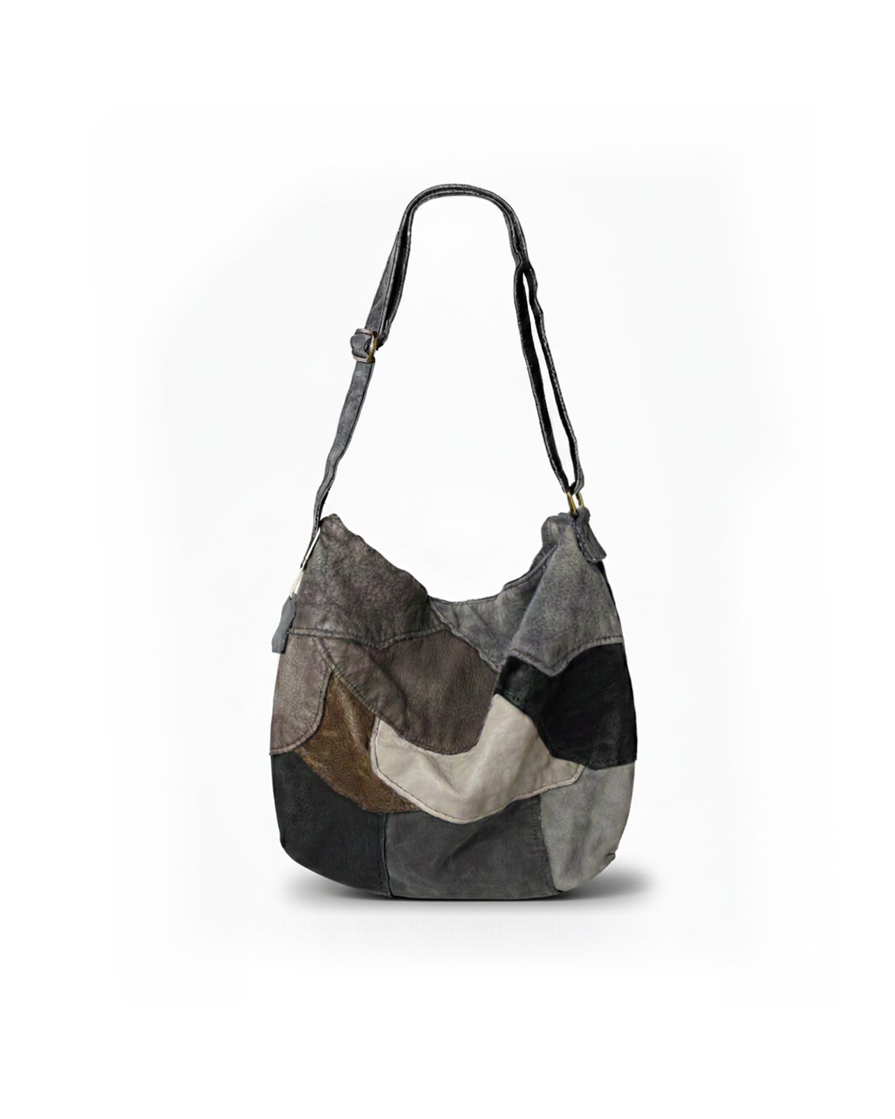 MATKEI Patchwork Leather Shoulder Bag – Vintage Brown & Hobo Editions
