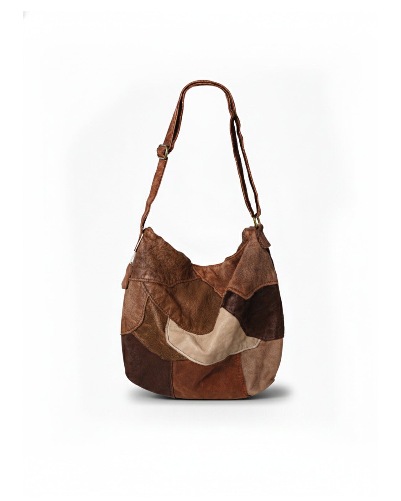 MATKEI “Vintage Brown” Patchwork Leather Shoulder Bag